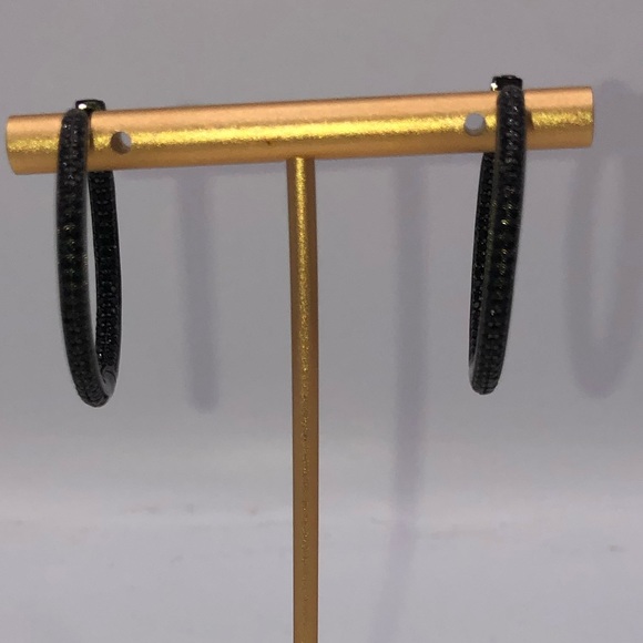 2ct Black Sapphire Hoops - Picture 8 of 14